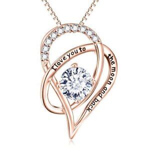 New 18K Rose Gold I Love You TO THE MOON AND BACK